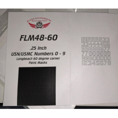 1/48 .25 inch USN/USMC Numbers 0 to 9 (6 ea) - Longbeach 60 degree