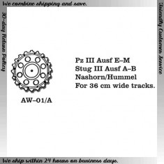 1/35 Pz III Ausf E-M, Stug III Ausf A-B, Nashorn/Hummel Metal Wheels for 36cm wide tracks