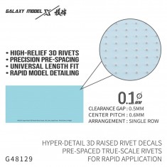 3D Raised Rivet Decals (0.1mm Dia., 0.5mm Gap, 0.6mm Pitch, High)