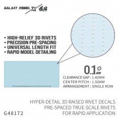 3D Raised Rivet Decals (0.1mm Dia., 1.4mm Gap, 1.5mm Pitch, High)