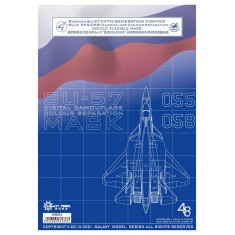 1/48 Russian Su-57 Fifth-Generation Fighter Blue 055 058 Camouflage Mask for Zvezda #2
