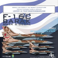 1/48 Israeli AF F-16C Barak Camouflage Mask n Decals w/ 3D Parts for Tamiya