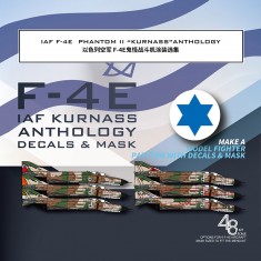 1/48 IAF F-4E Phantom II Kurnass Camouflage Mask and Decals for Meng LS-017 Kit