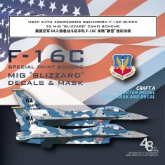 1/48 F-16C 64th Aggressor MiG Blizzard Camouflage Mask n Decals for Tamiya 61101