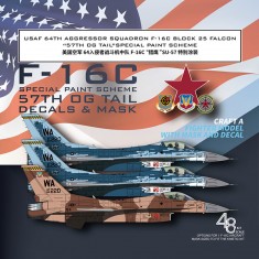1/48 USAF 64th Aggressor Squadron F-16C Block 25 Falcon 57th OG Tail for Kinetic #1