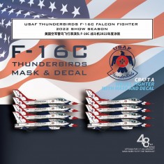 1/48 USAF Thunderbirds F-16C Falcon Fighter Colour Separation Mask n Decals for Tamiya