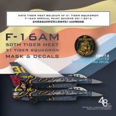 1/48 NATO Tiger Meet Belgian AF 31 Tiger Squadron F-16AM Paint for Kinetic