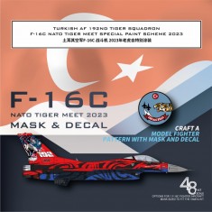 1/48 Turkish AF 192nd Tiger SQ F-16C 2023 Mask n Decals for Tamiya
