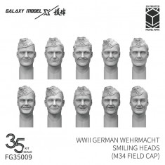 1/35 WWII German Wehrmacht Smiling Heads w/M34 Field Cap