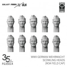 1/35 WWII German Wehrmacht Scowling Heads w/M34 Field Cap