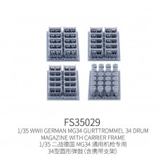 1/35 WWII German MG34 Gurttrommel 34 Drum Magazine with Carrier Frame