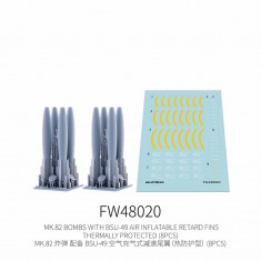 1/48 Mk.82 Bombs with BSU-49 Air Inflatable Retard Fins Thermally Protected