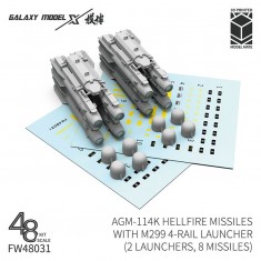 1/48 AGM-114K Hellfire Missiles w/ M299 4-Rail Launcher (2 Launchers, 8 Missiles)