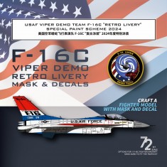 1/72 USAF Viper Demo F-16C Retro Livery 2024 for Tamiya #60786 Kit