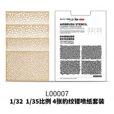 1/32-1/35 Airbrush Stencil Leopard Camouflage Pattern (4 Sheets)