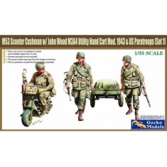 1/35 M53 Scooter Cushman w-John Wood M3A4 Utility Hand Cart Mod. 1943 & US Paratroops #1