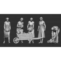 1/35 German Civilians 1944 #5 (5 figures with wheelbarrow)