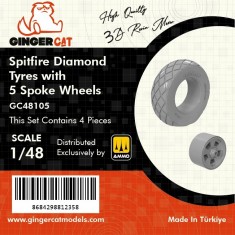 1/48 Spitfire Diamond Tread Tyres with 5-Spoke Wheels