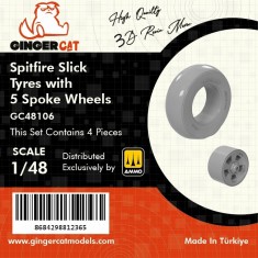 1/48 Spitfire Slick Tyres with 5-Spoke Wheels for Eduard/ICM/Tamiya/Airfix