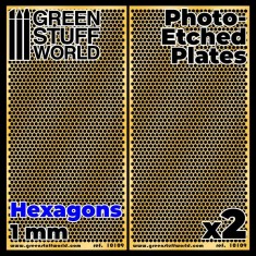 Photo-etched Plates - 1mm Large Hexagons (60x120mm, thickness 0.2mm, 2pcs)