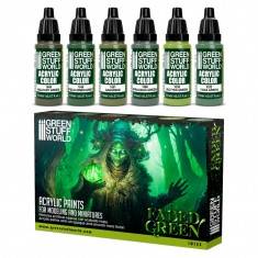 Acrylic Paint Set - Faded Green for Miniature Painting (6x17ml)