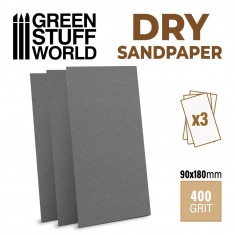 Sandpaper 180x90mm - Dry 400 Grit for Model Making (3pcs)