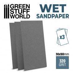 Wet Waterproof Sandpaper 180x90mm - 320 Grit for Model Making