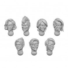 1/48 Resin Female Heads - Wounded for Sci-Fi Miniature Conversions (14pcs)