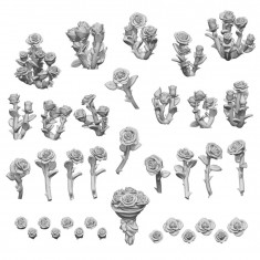 1/48-1/35 Resin Roses for Dioramas (3D Printed)