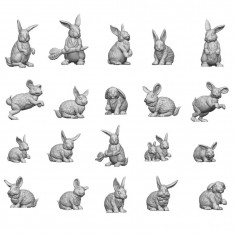 1/48 Resin Rabbits for Dioramas (3D Printed, 20pcs)