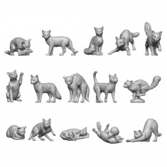 1/48 Resin Cats for Dioramas (3D Printed, 15pcs)