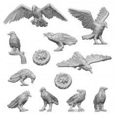 1/48-1/35 Resin Ravens for Dioramas (3D Printed, 12pcs)