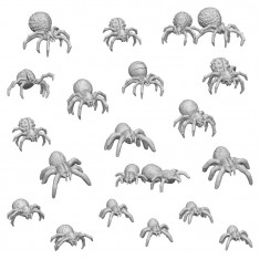1/48 Resin Big Spiders for Dioramas (3D Printed, 19pcs)