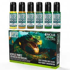 Opaque Acrylic Paint Set - Green Colours for Miniature Painting (6x17ml)