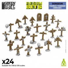1/48 - 1/35 Trench Wooden Crosses (24 gravestones)