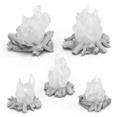 1/48-1/35 Resin Campfires for 3mm LEDs for Dioramas (5pcs, 3D Printed)