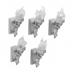 1/48-1/35 Resin Wall Torches for 3mm LEDs for Dioramas (5pcs, 3D Printed)