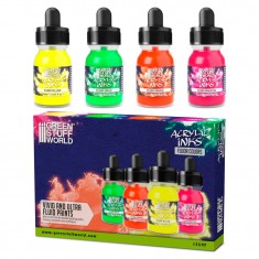 Acrylic Inks Set - Fluor for Miniature Painting (4x30ml)