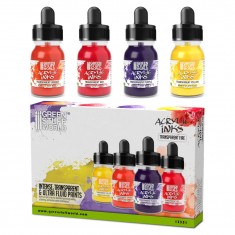 Acrylic Inks Set - Transparent Fire for Miniature Painting (4x30ml)