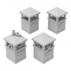 1/48 Resin Park Trash Cans - Square for Dioramas (4pcs)