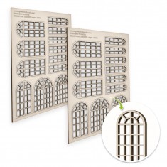 Industrial Arched Miniature Windows - Large for Diorama Buildings