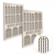 Industrial Arched Miniature Windows - Small for Diorama Buildings