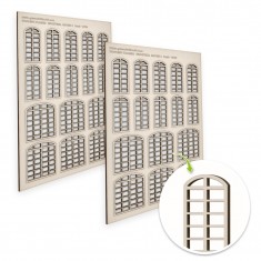 Industrial Arched Miniature Windows - Large for Diorama Buildings (Type 2)