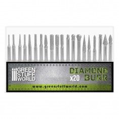 Diamond Burr Set for Hand Drills and Rotary Tools (20 Tips, 150 Grit)