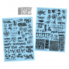 Train and Graffiti Mix Black Decals (2 A5 Sheets)