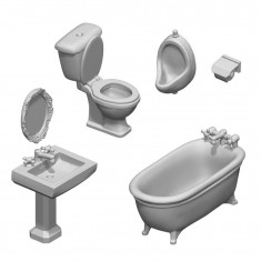1/48 Resin Toilet and WC Set for Dioramas (3D Printed)