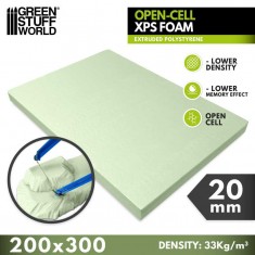 20mm Polystyrene Open-Cell XPS Foam (200 x 300mm, density: 33 kg/m&sup3;)