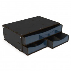 Stackable Hobby Drawer Rack with 3 Horizontal Drawers and Dividers - Black (30 x 20.5 x 10cm)