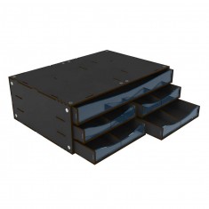 Stackable Hobby Drawer Rack with 5 Horizontal Drawers and Dividers - Black (30 x 20.5 x 10cm)