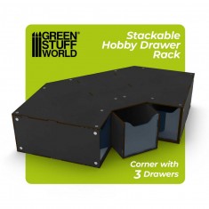 Stackable Hobby Corner Drawer Rack with 3 Drawers - Black (35.5 x 35.5 x 10cm)